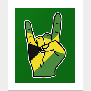 Rock On Jamaica // Jamaican Flag Rock Hand Posters and Art